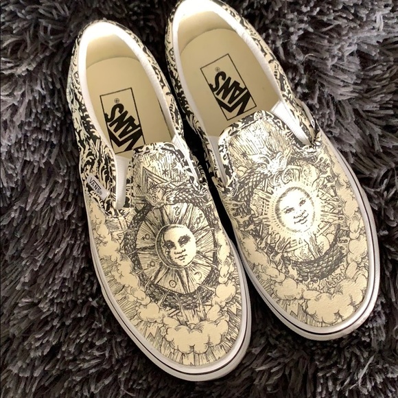 NWOT sun and moon slip on vans